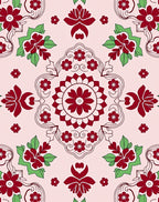 Classic Floral Motif In Red and Green Rug