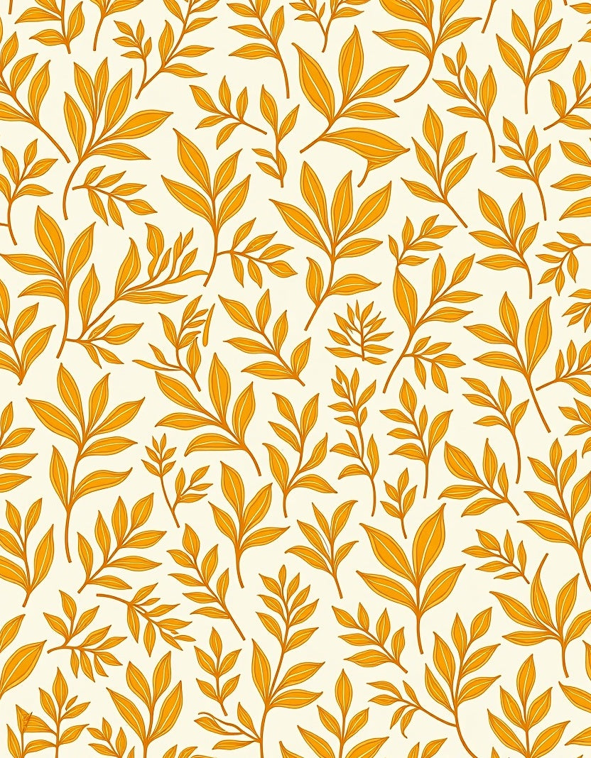 Golden Branch Leaf Pattern Rug