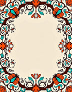 Elegant Ornate Floral Border Rug
