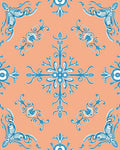 Elegant Blue Floral Scroll Pattern Rug