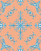 Elegant Blue Floral Scroll Pattern Rug