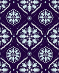 Dark Blue White Symmetrical Floral Ornament Rug