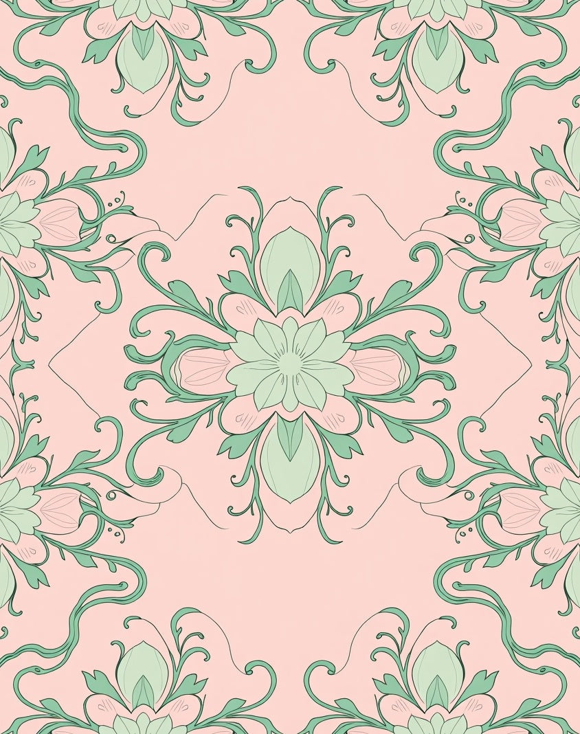 Pastel Floral Swirls Pattern Design Rug