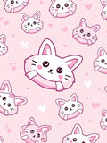 Pink Hearts Cute Cat Faces Rug