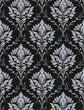 Damask Floral Patterned Grey Rug