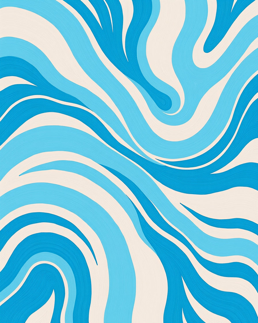 Cool Blue Swirl Abstract Pattern Rug