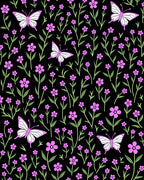 Pink Butterfly Flower Field Design Rug
