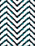 Abstract Teal Black Geometric Zigzag Pattern Rug