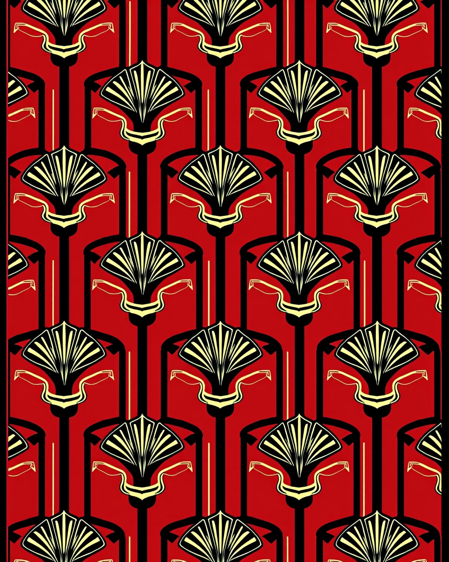 Bold Red Black 2D Geometric Pattern Rug