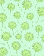 Green Floral Line Art Pattern Rug
