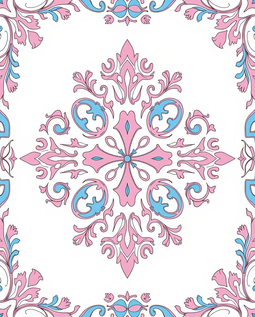 Retro Floral Damask Pattern Rug