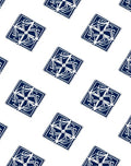 Intricate Blue White Geometric Motif Rug