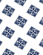 Intricate Blue White Geometric Motif Rug