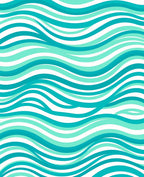 Ocean Wave Patterned Teal Rug