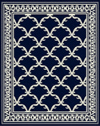 Ornate Lattice Border Geometric Design Rug