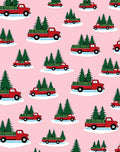 Red Trucks With Green Christmas Trees Rug