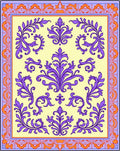 Damask Floral Pattern In Purple Orange Rug