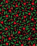 Red Cherry Blossom Black Floral Rug