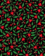 Red Cherry Blossom Black Floral Rug