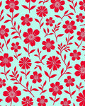 Red Floral Design On Teal Canvas Rug