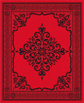 Ornate Red Black Floral Scroll Design Rug