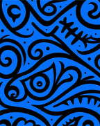 Bold Black Swirls Electric Blue Pattern Rug