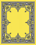 Ornate Yellow Floral Border Design Rug