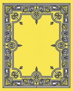 Ornate Yellow Floral Border Design Rug