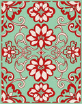 Vibrant Red Floral Swirl Pattern Rug