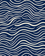 Navy And Cream Flowing Wave Pattern Rug