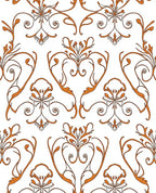 Ornate Orange Floral Swirl Pattern Rug