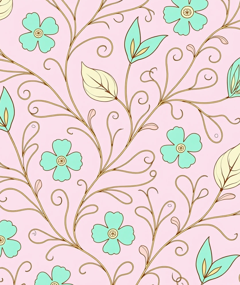 Pastel Floral Vine Pattern Rug