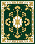 Elegant Golden Floral Emerald Pattern Rug