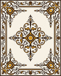 Cream and Gold Ornate Scroll Pattern Rug