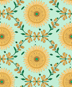 Golden Floral Vine Pattern Rug