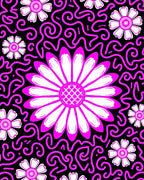 Bold Pink Floral Swirl Pattern Rug