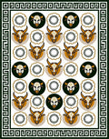 Taurus Heads Geometric Border Rug