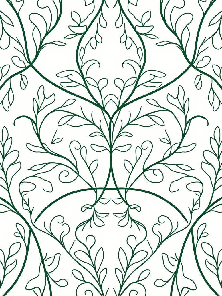 Elegant Green Vine Pattern Rug