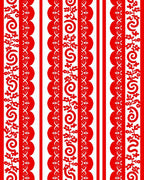 Bold Red Floral Scroll Stripe Rug