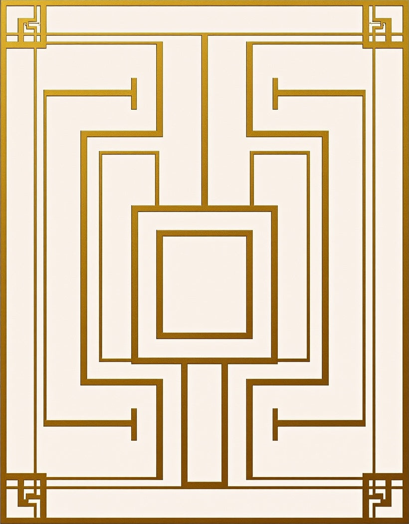 Gold Geometric Art Deco Maze Rug