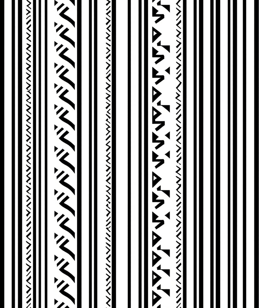 Black White Vertical Striped Geometric Rug