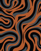 Wavy Abstract Black Orange Grey Pattern Rug