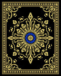 Ornate Floral Mandala Black Gold Rug