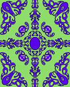 Vibrant Purple Abstract Swirl Pattern Rug