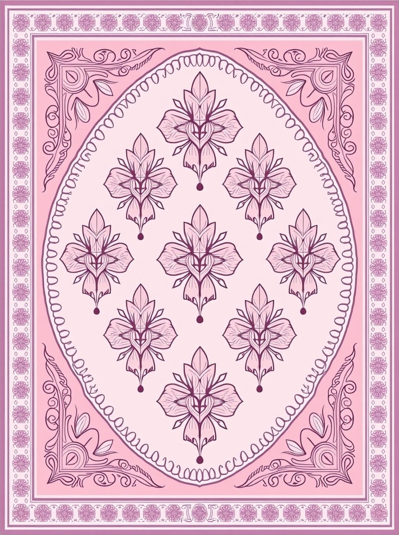 Oval Floral Pattern Decorative Rug