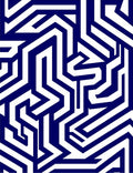 Bold White Navy Geometric Maze Design Rug