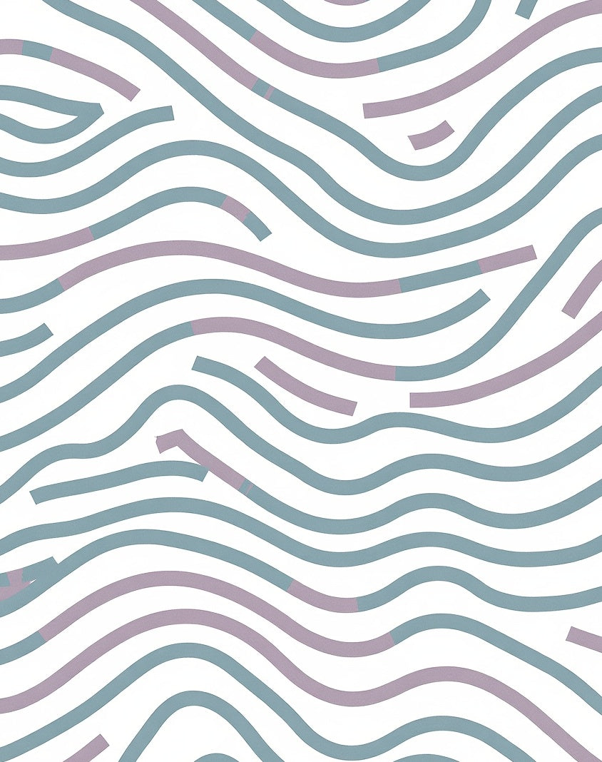 Wavy Teal Mauve Line Design Rug