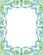 Ornate Floral Swirls Border Pattern Rug