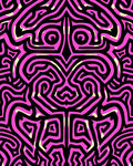 Bold Pink Black Maze Pattern Rug