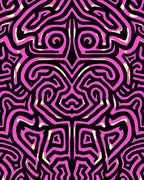 Bold Pink Black Maze Pattern Rug